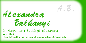 alexandra balkanyi business card