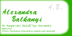 alexandra balkanyi business card